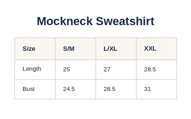 Product size guide