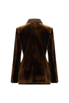 Silk-Blend Sophisticated Blazer Jacket | Brown