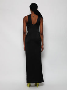 Women | RASARIO | Draped Satin Asymmetric Cut-out Gown With Ring | Black
