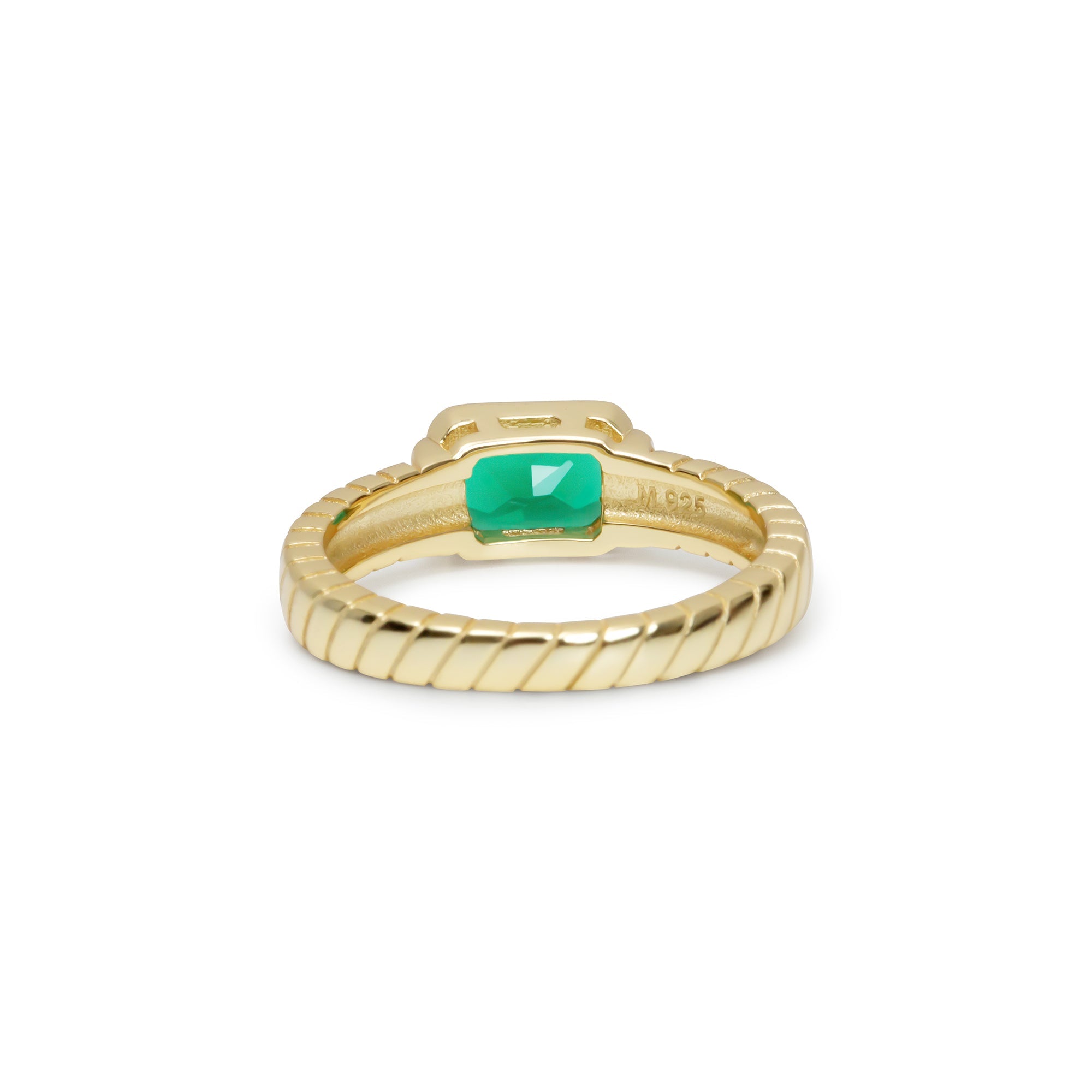 The Square Green Gemstone Twist Ring | 18KT Gold Vermeil