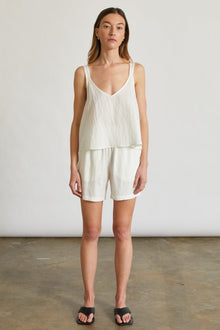 V Neck Linen Top - Almina Concept
