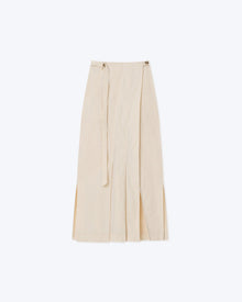 Womens | Enna Pleated Heavy Poplin Wrap Skirt | Creme