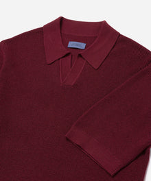 Rhubarb | Alex Merino Wool Open Placket Polo