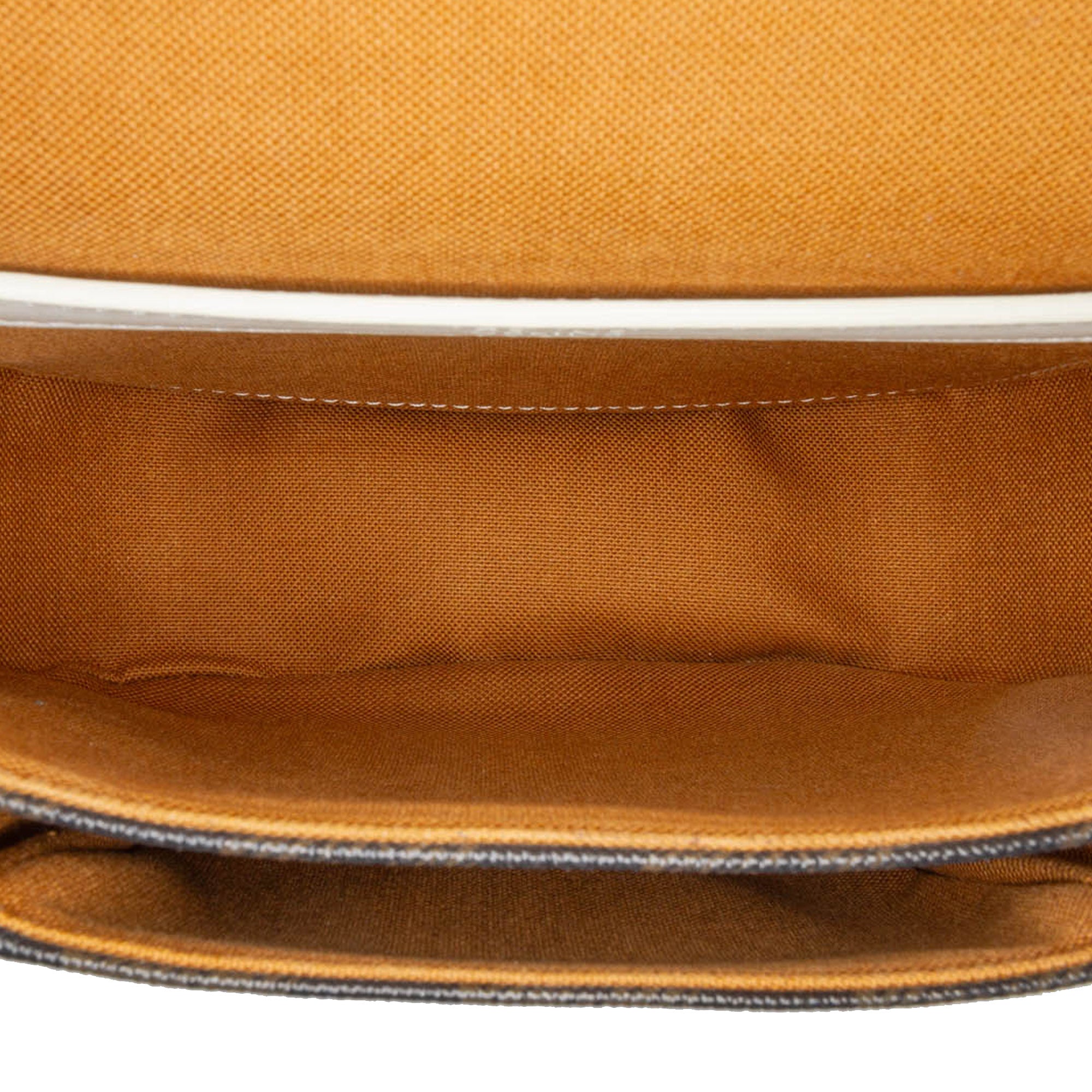 Celine | Pre-Owned Medium Triomphe Coated Canvas Folco Crossbody - II | White/Dark Brown