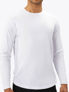 AO Universal Long Sleeve Curve-Hem Tee | White Classic-fit PYCA Pro