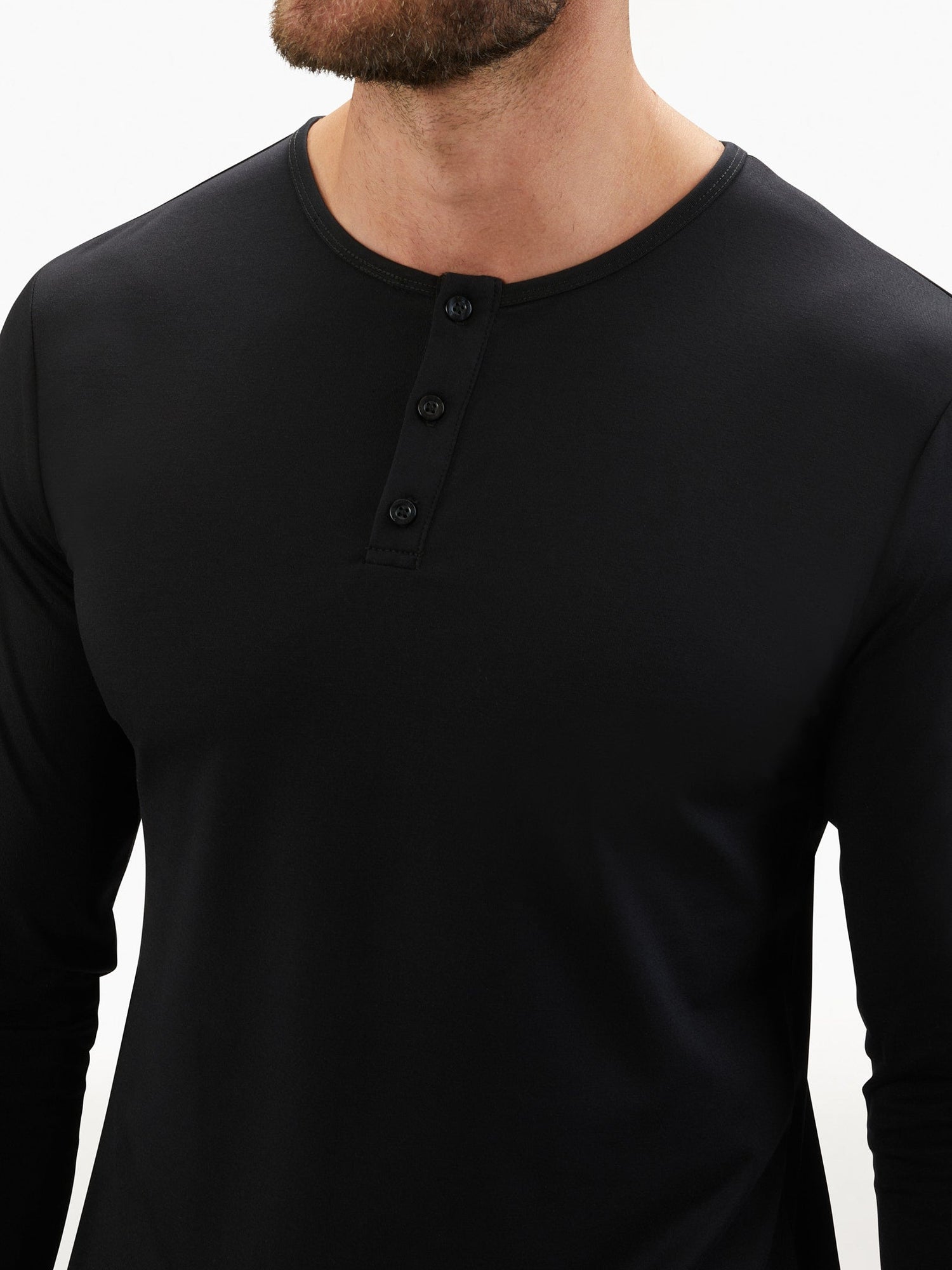 AO Long Sleeve Henley Elongated | Black Signature-fit PYCA Pro