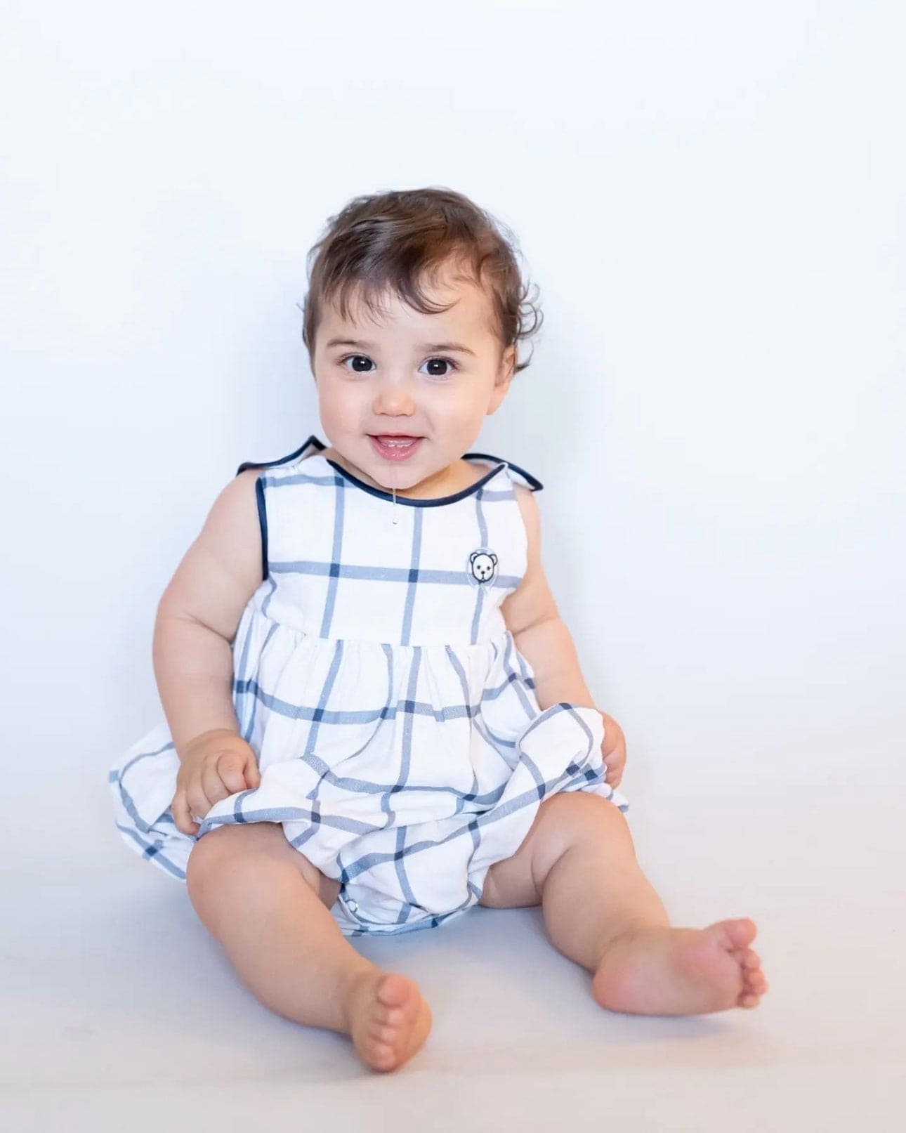 Checkered Linen Baby Boy Romper | Checkered