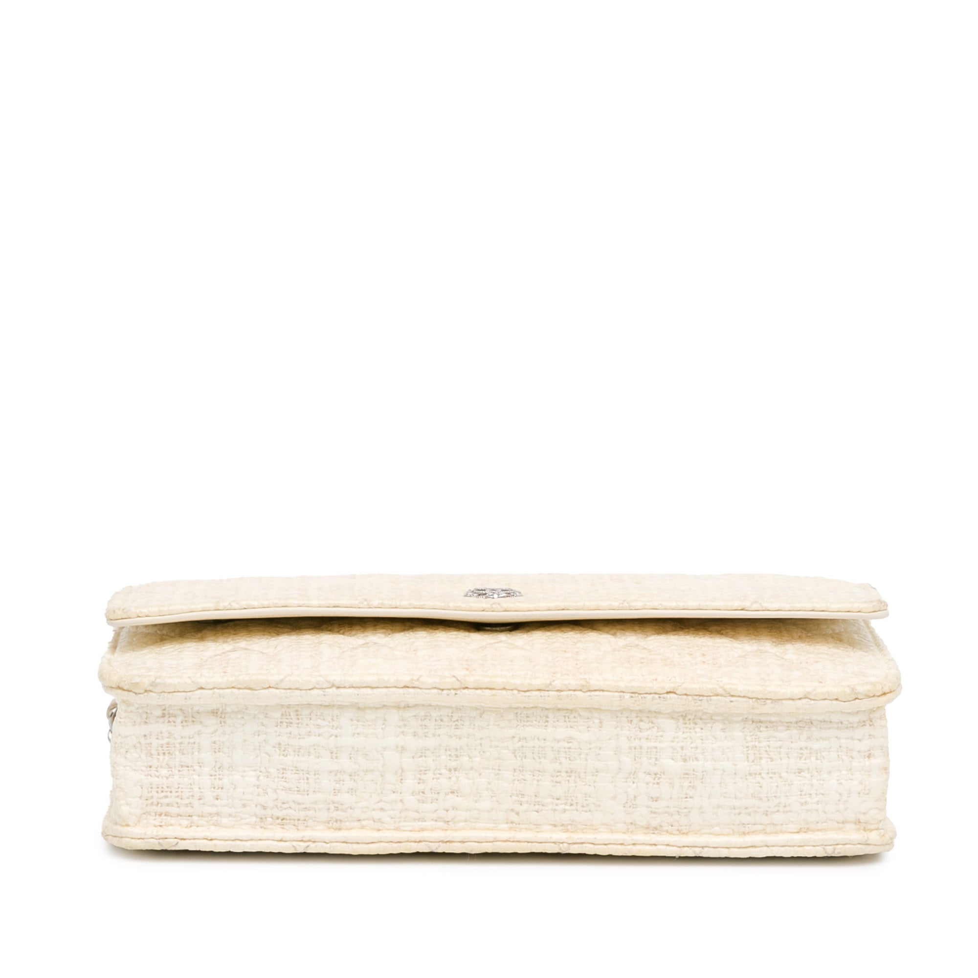 Chanel | Pre-Owned CC Coated Tweed Wallet On Chain - I | Brown/Beige