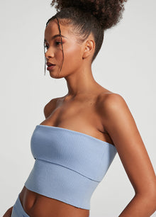 Chunky Knit Crop Top | Sky Blue