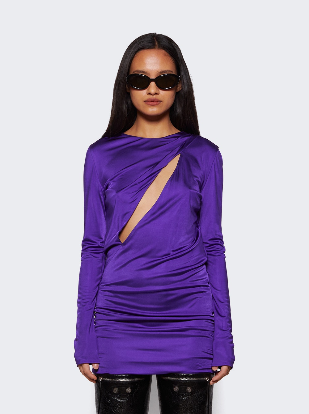 Women | Versace | Slashed Mini Dress | Bright Dark Orchid