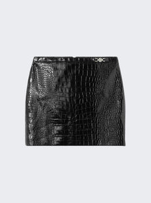 Women | Versace | Crocodile-effect Leather Mini Skirt | Black