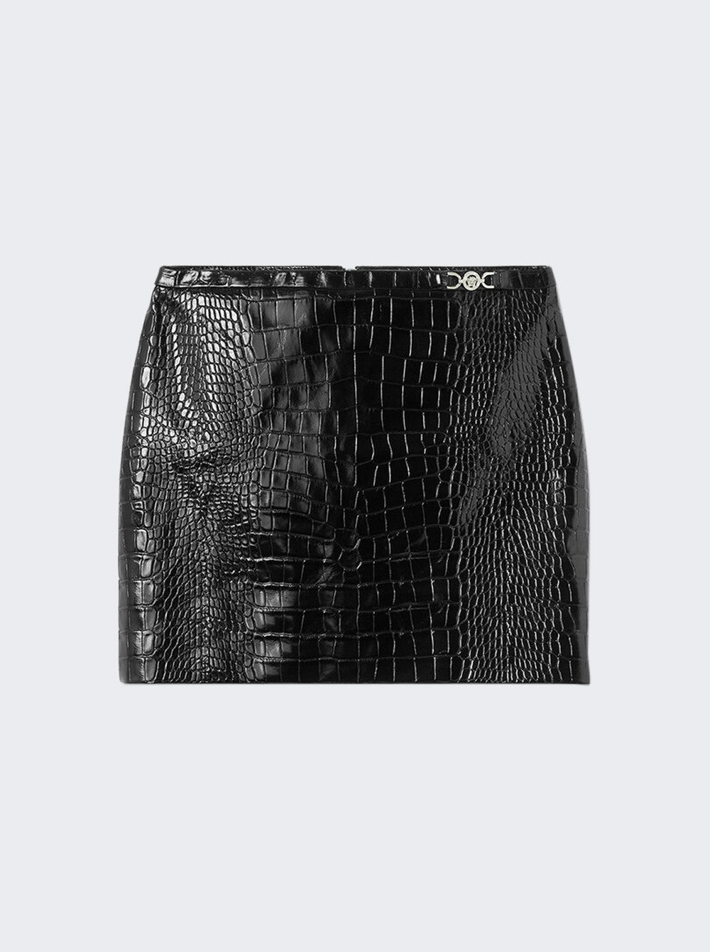 Women | Versace | Crocodile-effect Leather Mini Skirt | Black