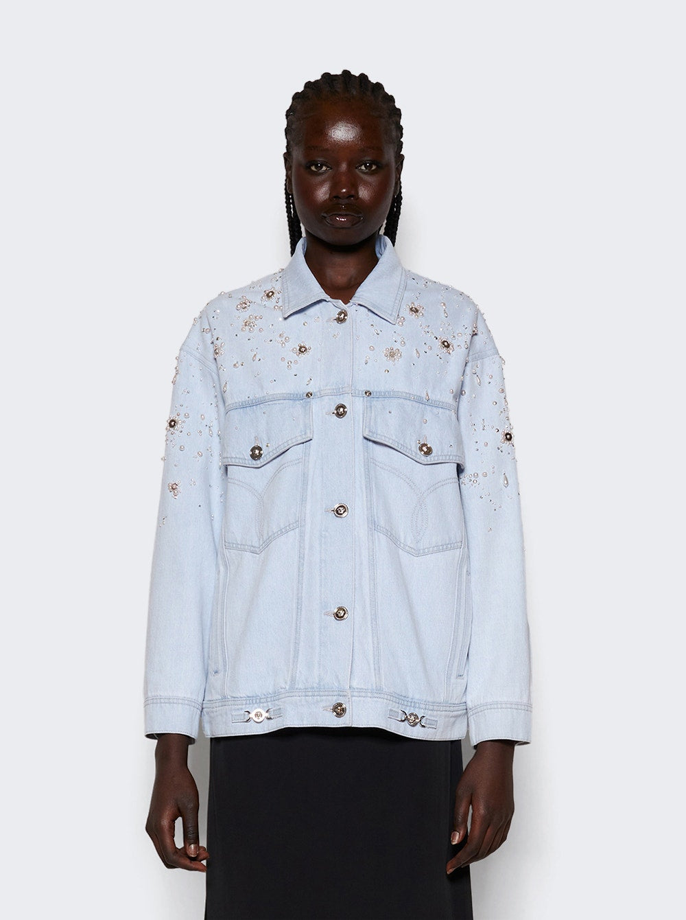 Women | Versace | Embellished Oversize Denim Jacket Light | Blue