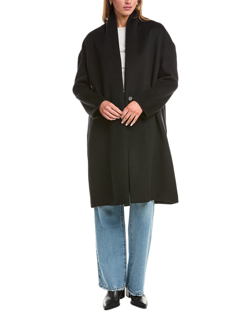 Vince | Womens | Collarless Wool-Blend Coat | Black