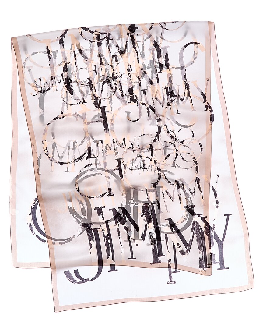 Jimmy Choo | Womens | Logo Silk Scarf | Blush Multi