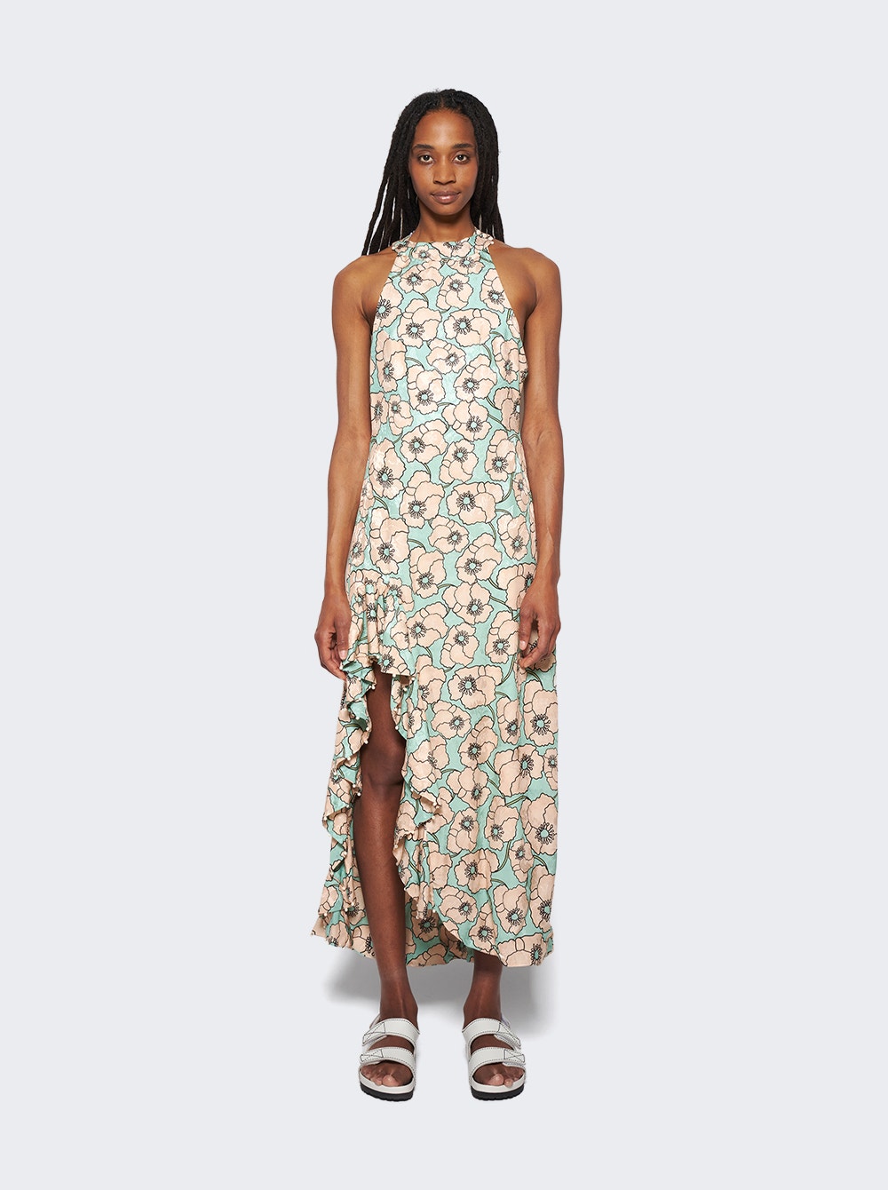 Women | Agua by Agua Bendita | Gerbera Linen Maxi Dress | Blue Floral