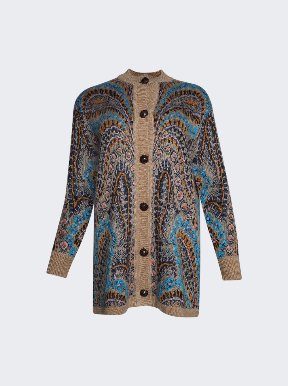 Women | Etro | Girocollio Knit Cardigan | Brown & Blue