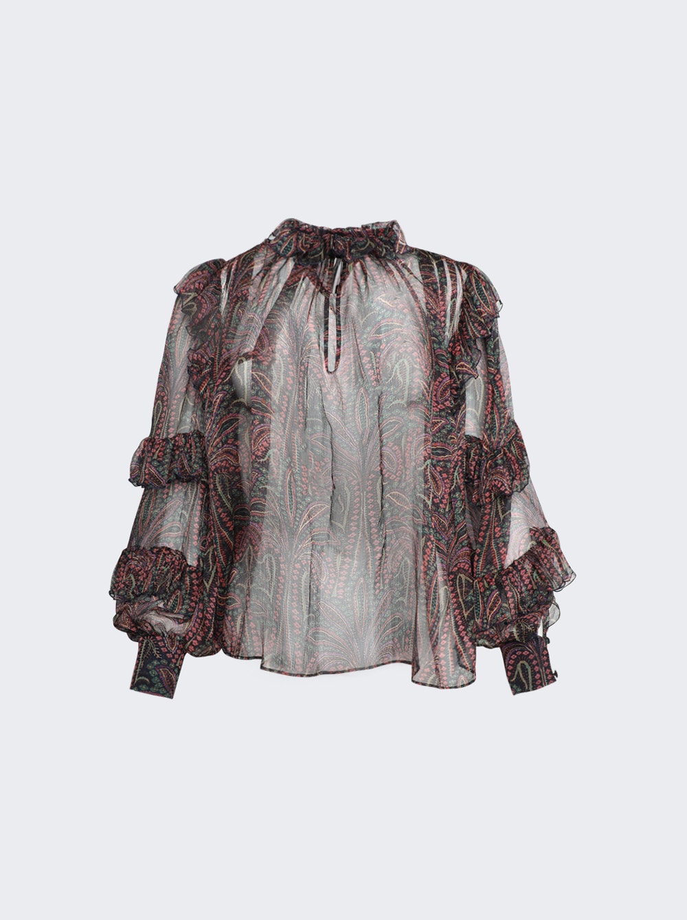 Women | Etro | Ruffled Paisley Silk Blouse | Multicolor