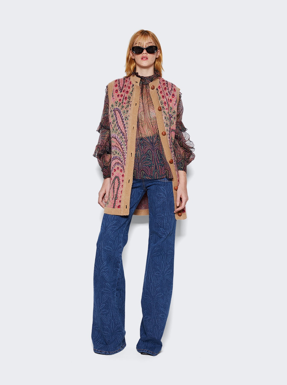 Women | Etro | Ruffled Paisley Silk Blouse | Multicolor