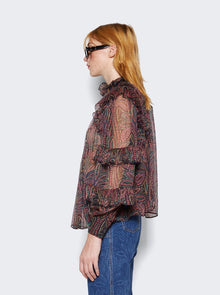 Women | Etro | Ruffled Paisley Silk Blouse | Multicolor