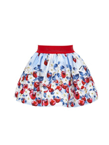 Girls | Cherry Print Cotton Skirt | Cloud