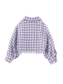 Girls | Houndstooth Spencer Jacket | White/Wisteria