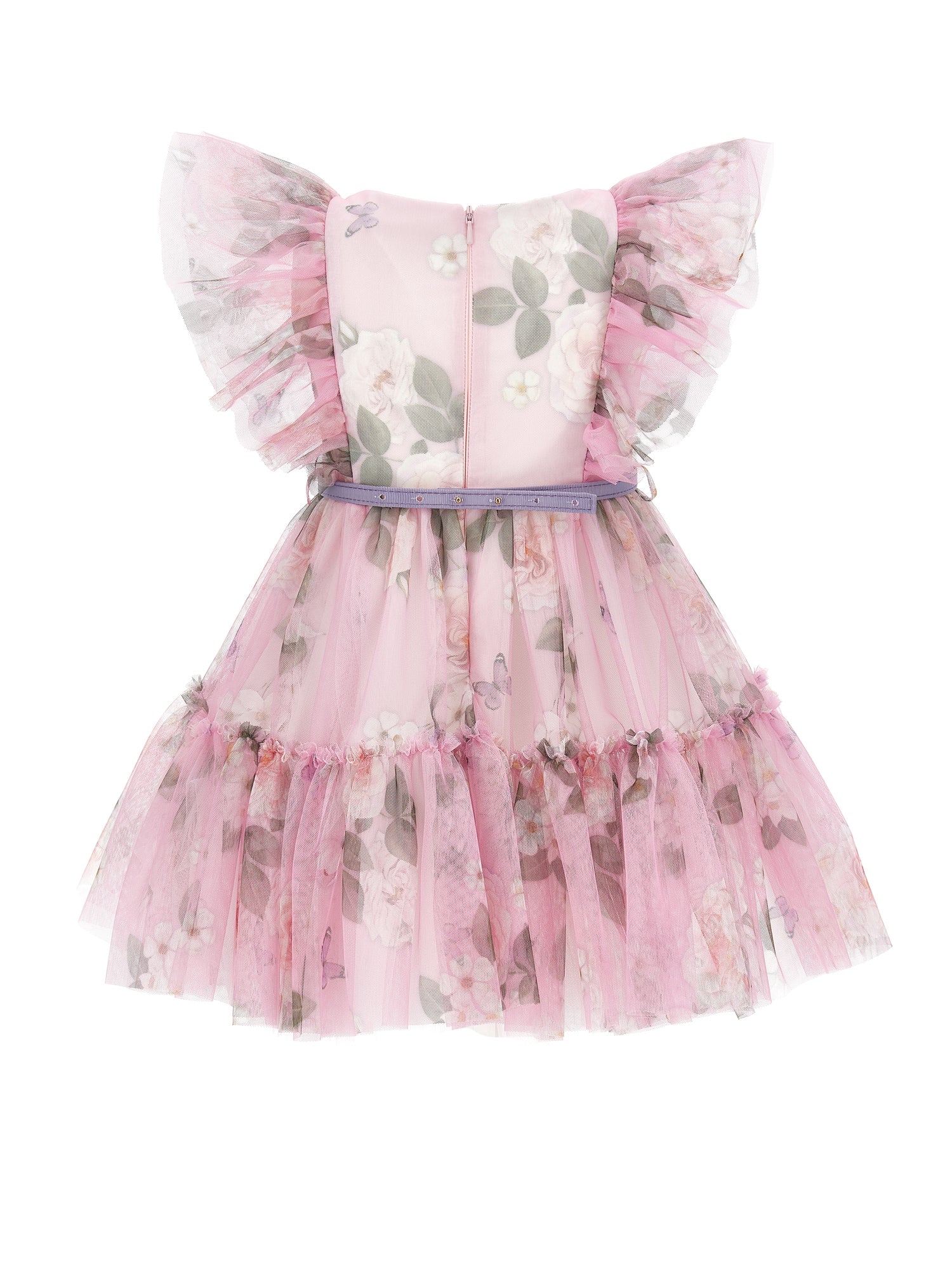 Girls | Rose Print Tulle Dress | FairyTale Pink
