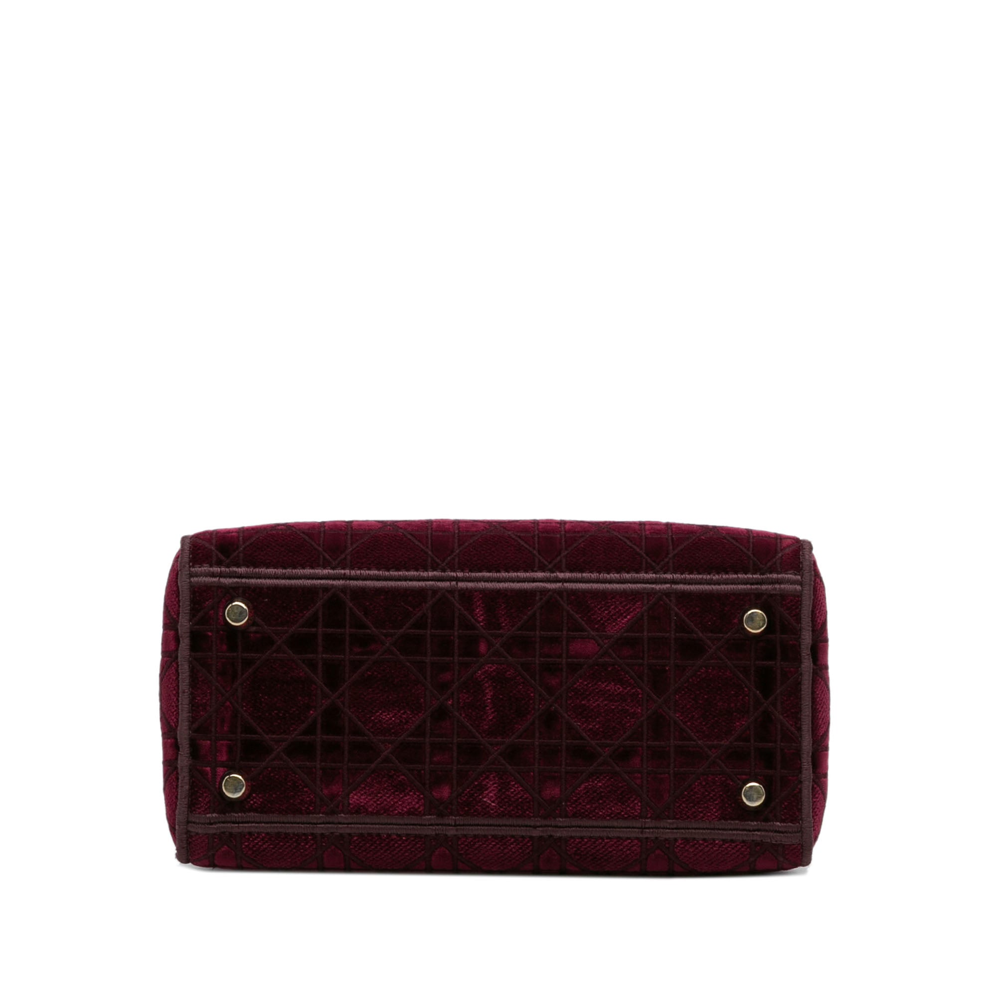 Dior | Pre-Owned Medium Velvet Cannage Lady D Lite | Red/Maroon