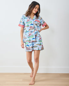 Sugar Plum Ferry - Short PJ Set - Blue Sailboat - Printfresh