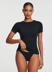 Short Sleeve Crew Neck Top | Black