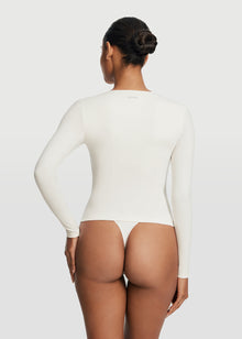 Quarter Zip Long Sleeve Top | White