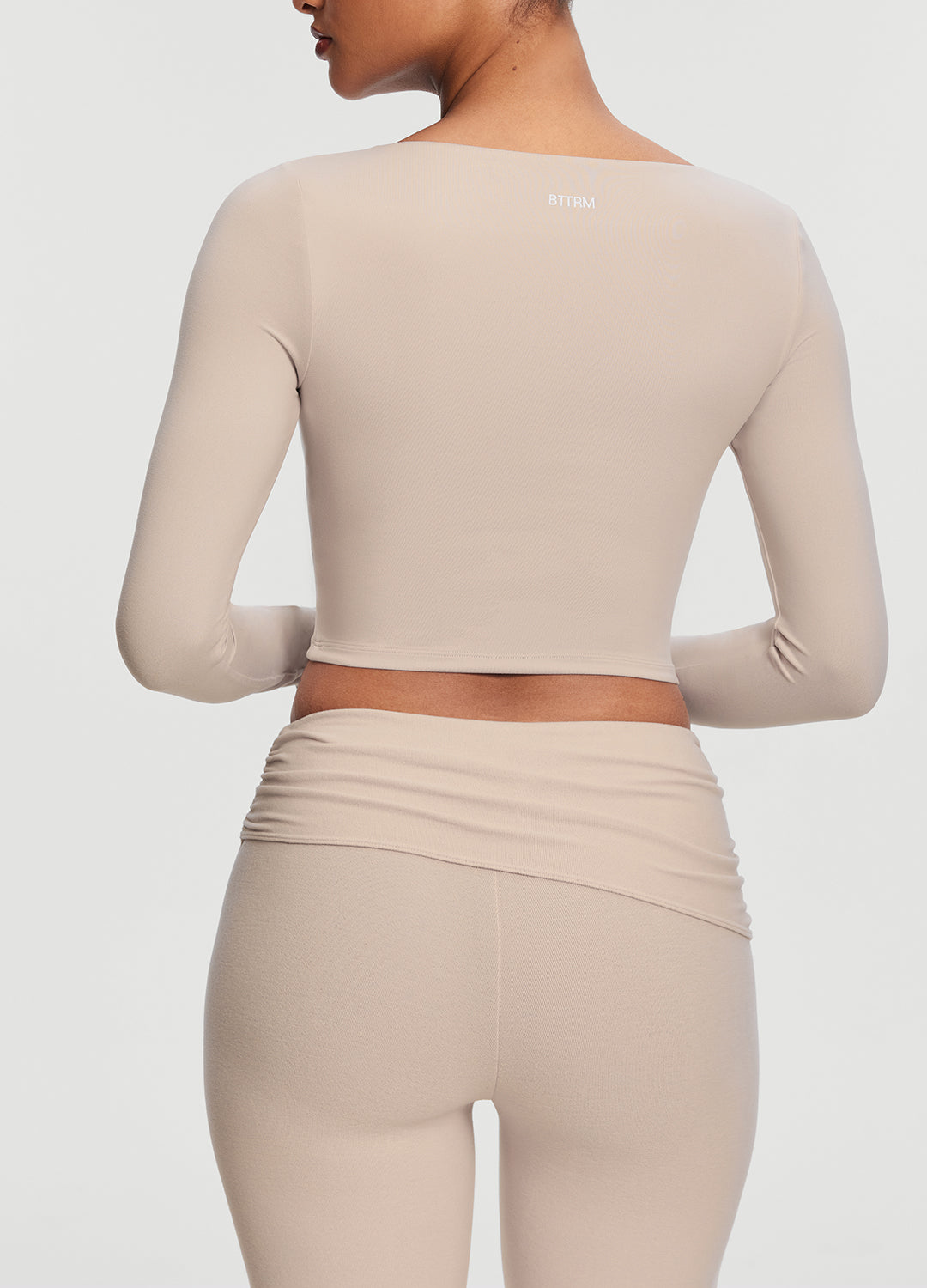 Cropped Round Neck Top | Oat Milk