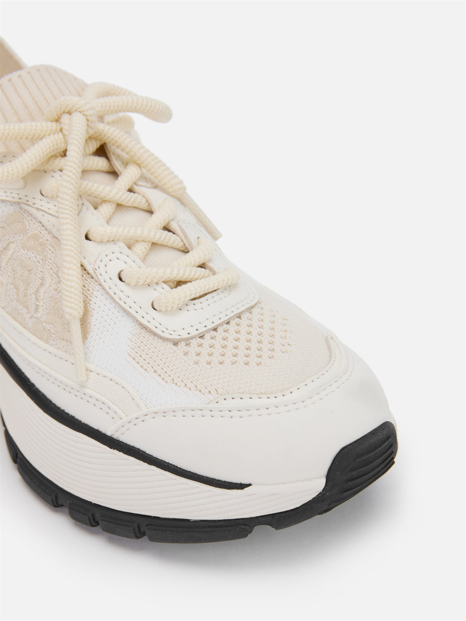 Thick-Soled Knitted Sports Shoes | White