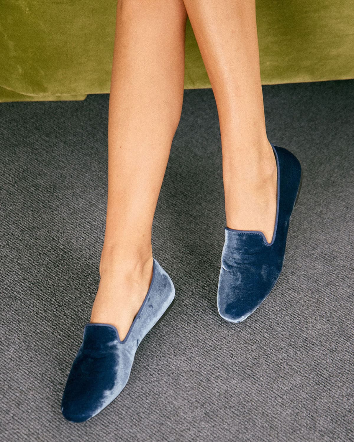 Enfiis Velvet Loafer Flats | Apricot