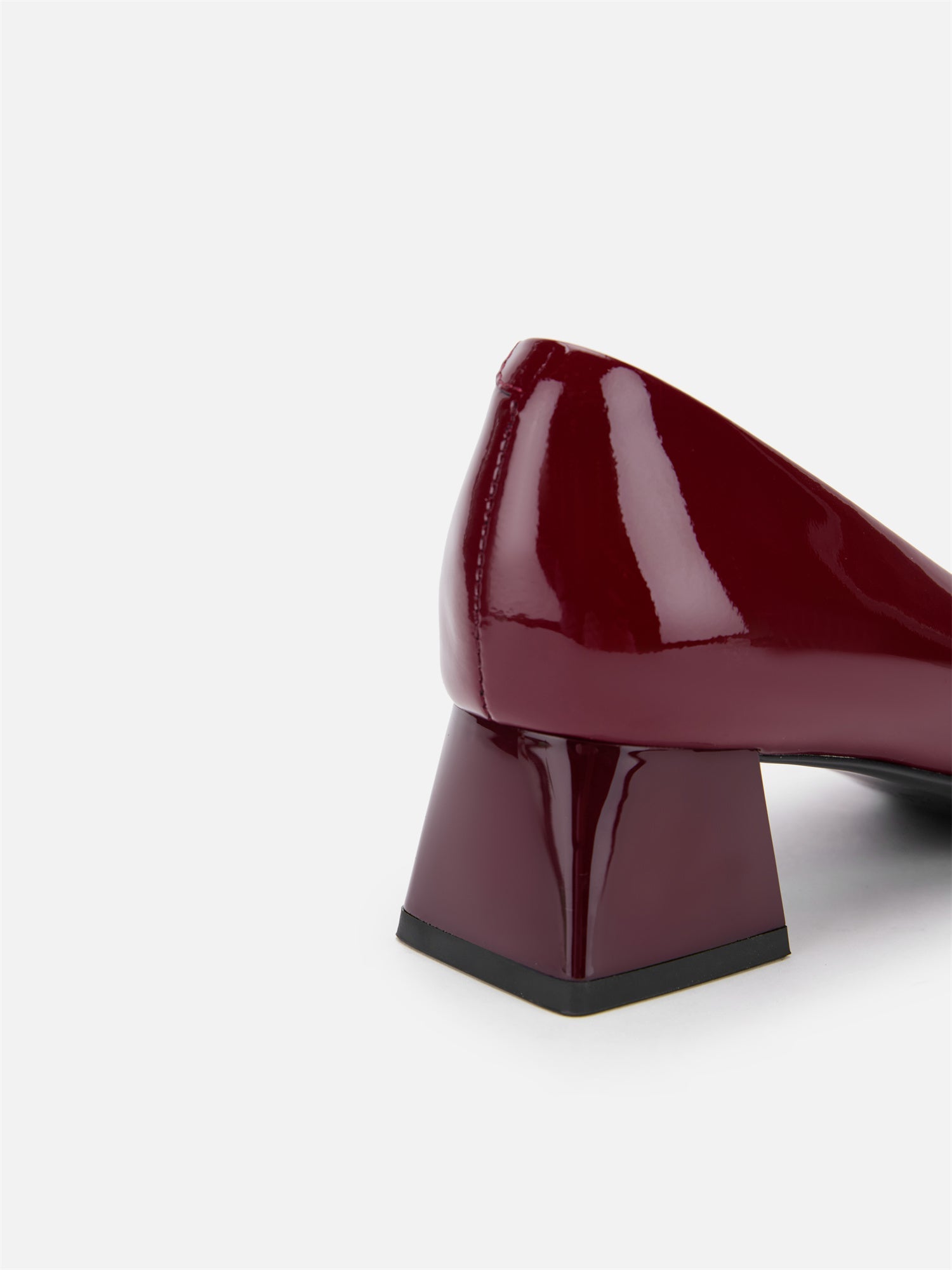 Decorative Buckle Chunky Heel Commuter Flats | Wine Red