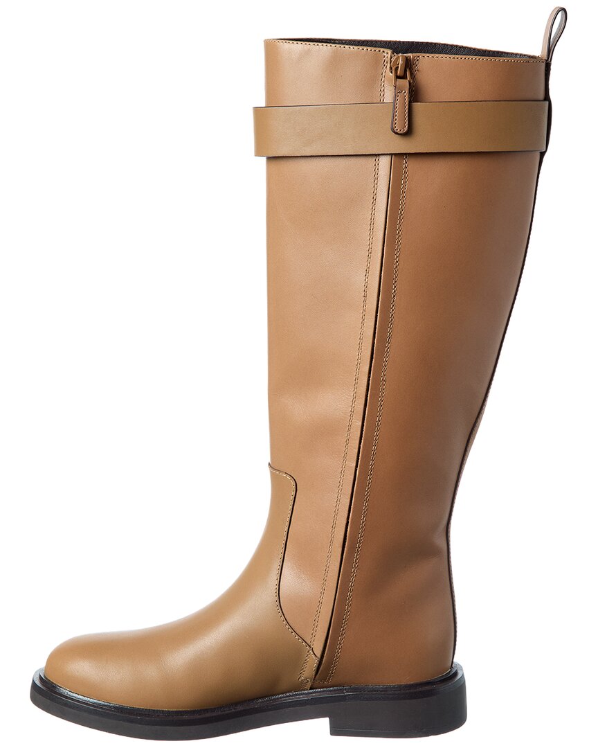 Tory Burch | Womens | Double T Leather Utility Boot | Brown