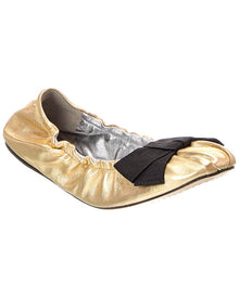 SCHUTZ | Womens | Suzanne Leather Ballet Flat | Gold/Black