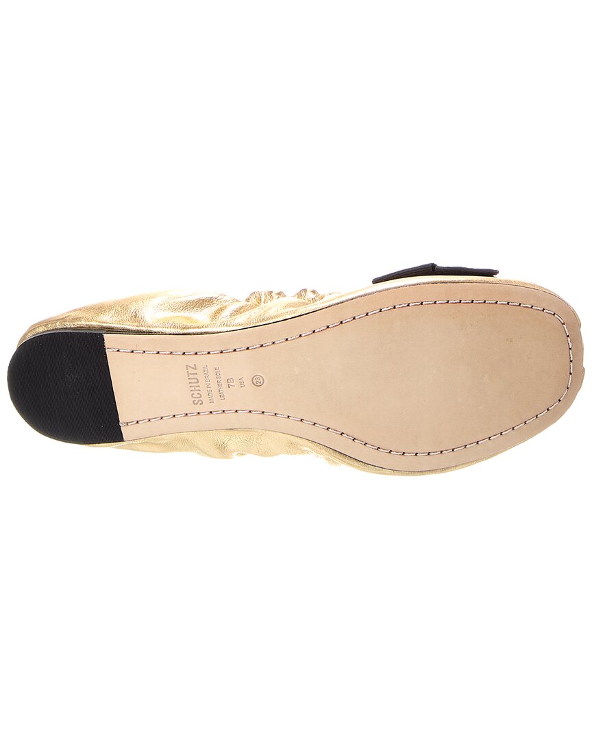 SCHUTZ | Womens | Suzanne Leather Ballet Flat | Gold/Black