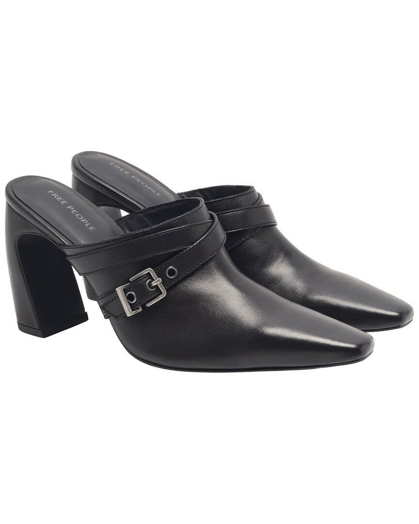 Free People | Womens | Date Night Leather Mule | Black