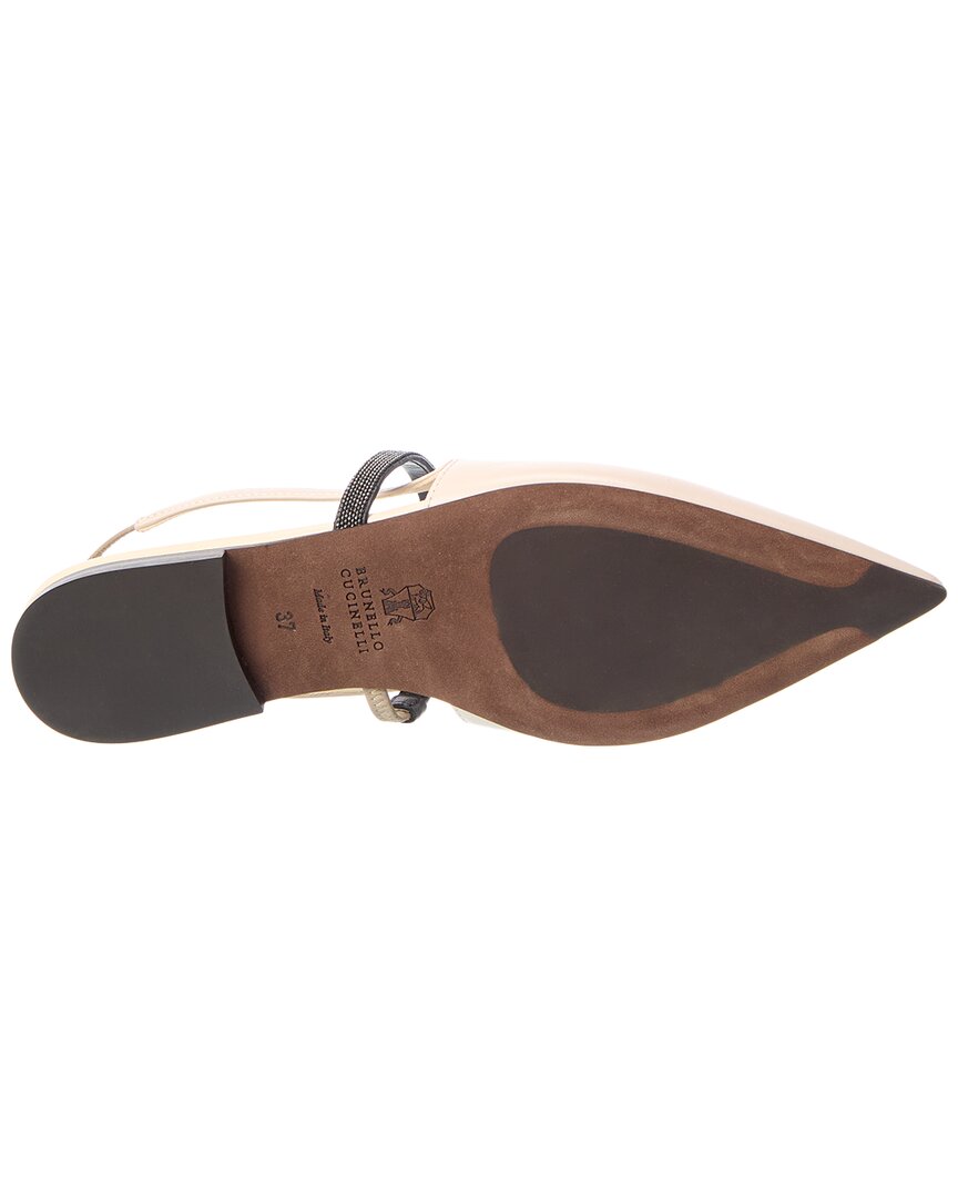 Brunello Cucinelli | Womens | Leather Slingback Flat | White