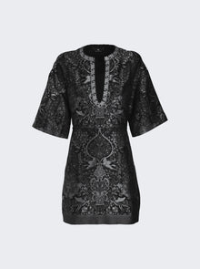 Women | Etro | Jacquard Dress With Mythological Floral Designs | Nero Black