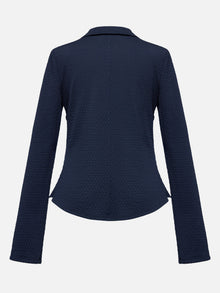 Textured Pleated Shirt | Navy