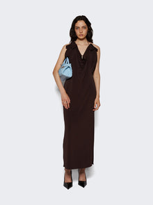 Women | Magda Butrym | Draped Cowl Neck Midi Dress | Brown