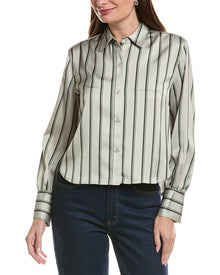 rag & bone | Womens | Andre Satin Stripe Shirt | Grey