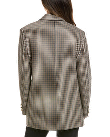 FRAME Denim | Womens | The Houndstooth Wool-Blend Blazer | Navy