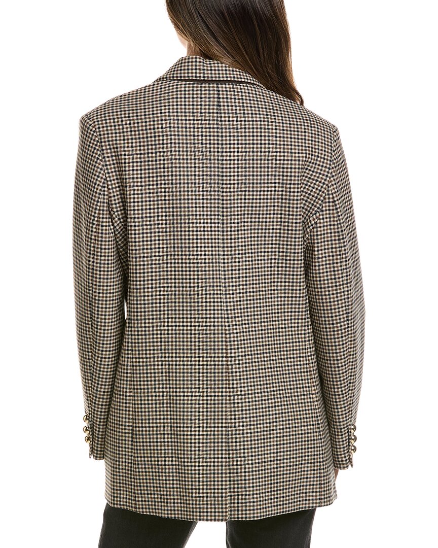 FRAME Denim | Womens | The Houndstooth Wool-Blend Blazer | Navy
