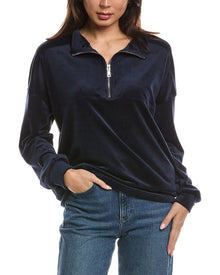 Knit Riot | Womens | Velour 1/4-Zip Pullover | Navy