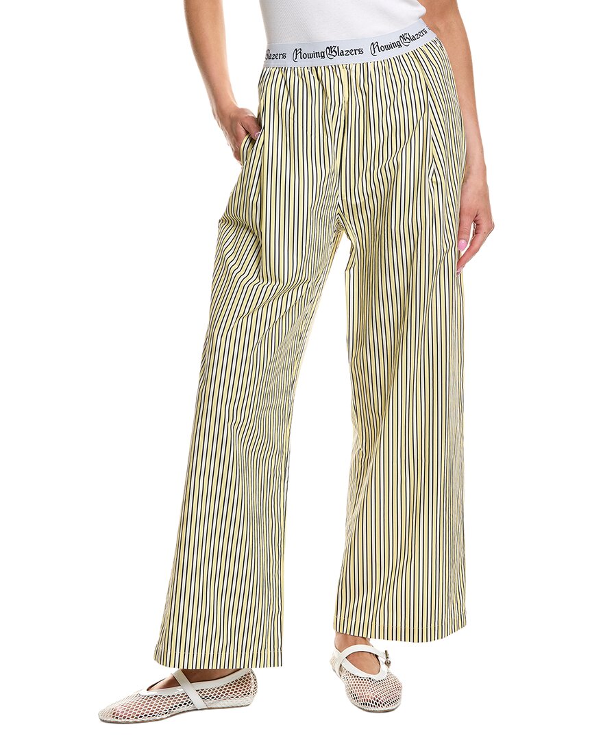 Rowing Blazers | Womens | Poplin Stripe Boxer Pull-On Pant | Yellow