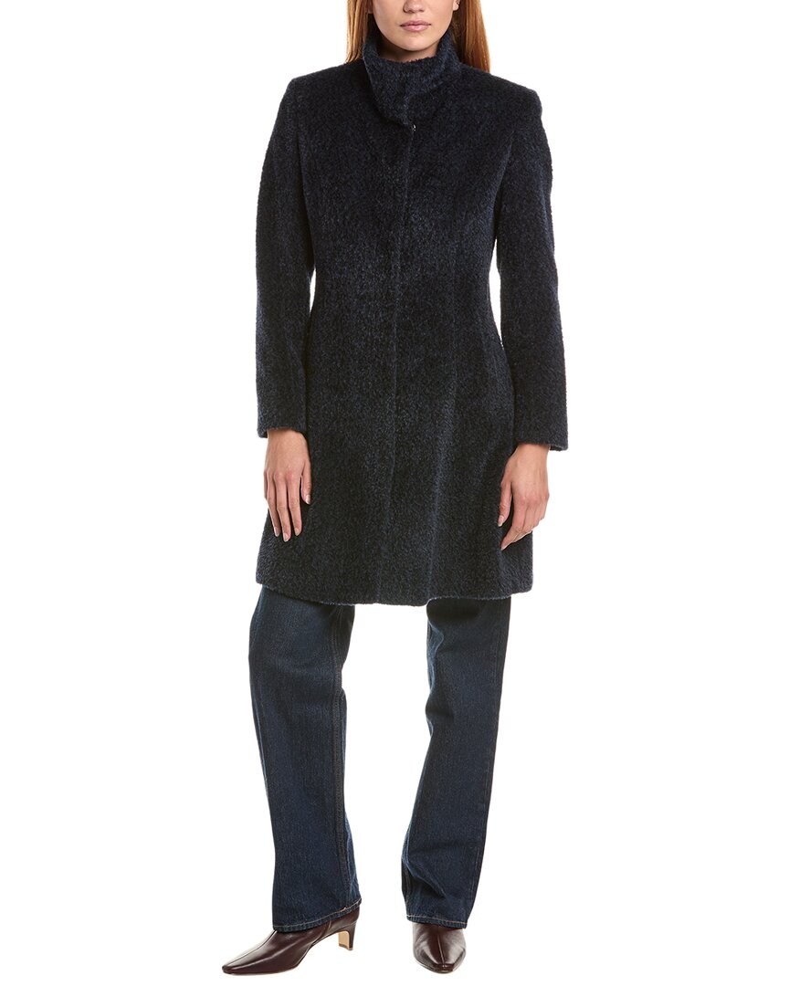 Sofia Cashmere | Womens | Stand Collar Wool & Alpaca-Blend Coat | Black