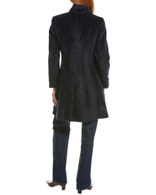 Sofia Cashmere | Womens | Stand Collar Wool & Alpaca-Blend Coat | Black